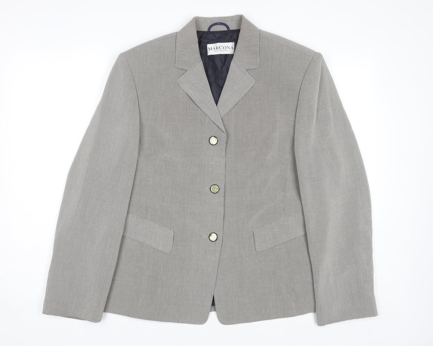 MARCONA Women's Grey Blazer, Size 12, Button Closure