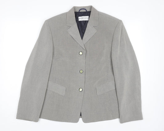 MARCONA Women's Grey Blazer, Size 12, Button Closure