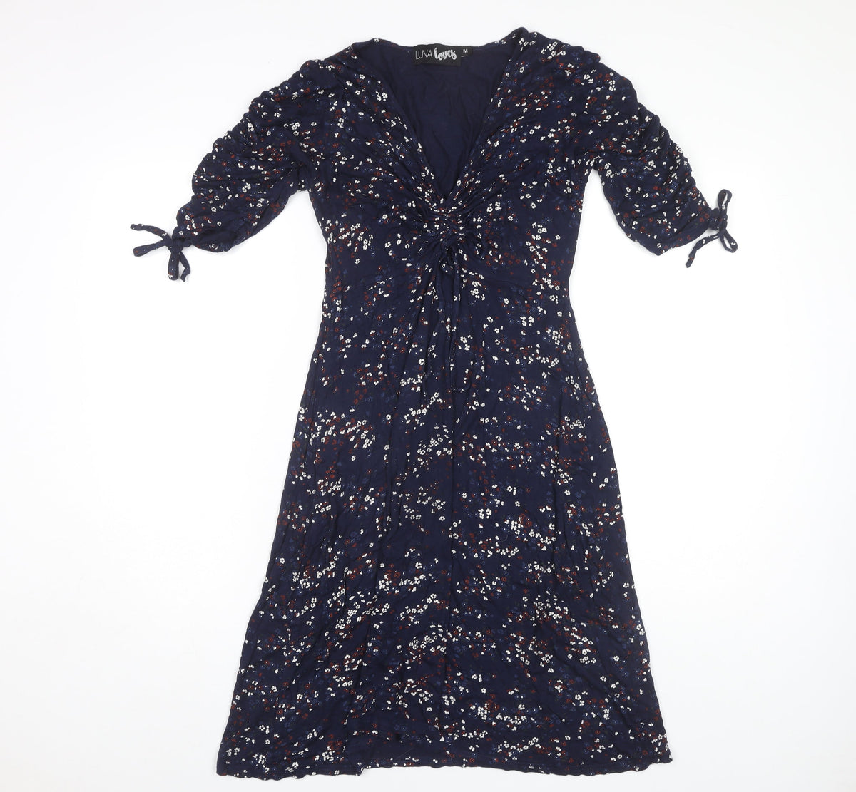 LUNA Loves Women's Blue Floral Midi Wrap Dress M
