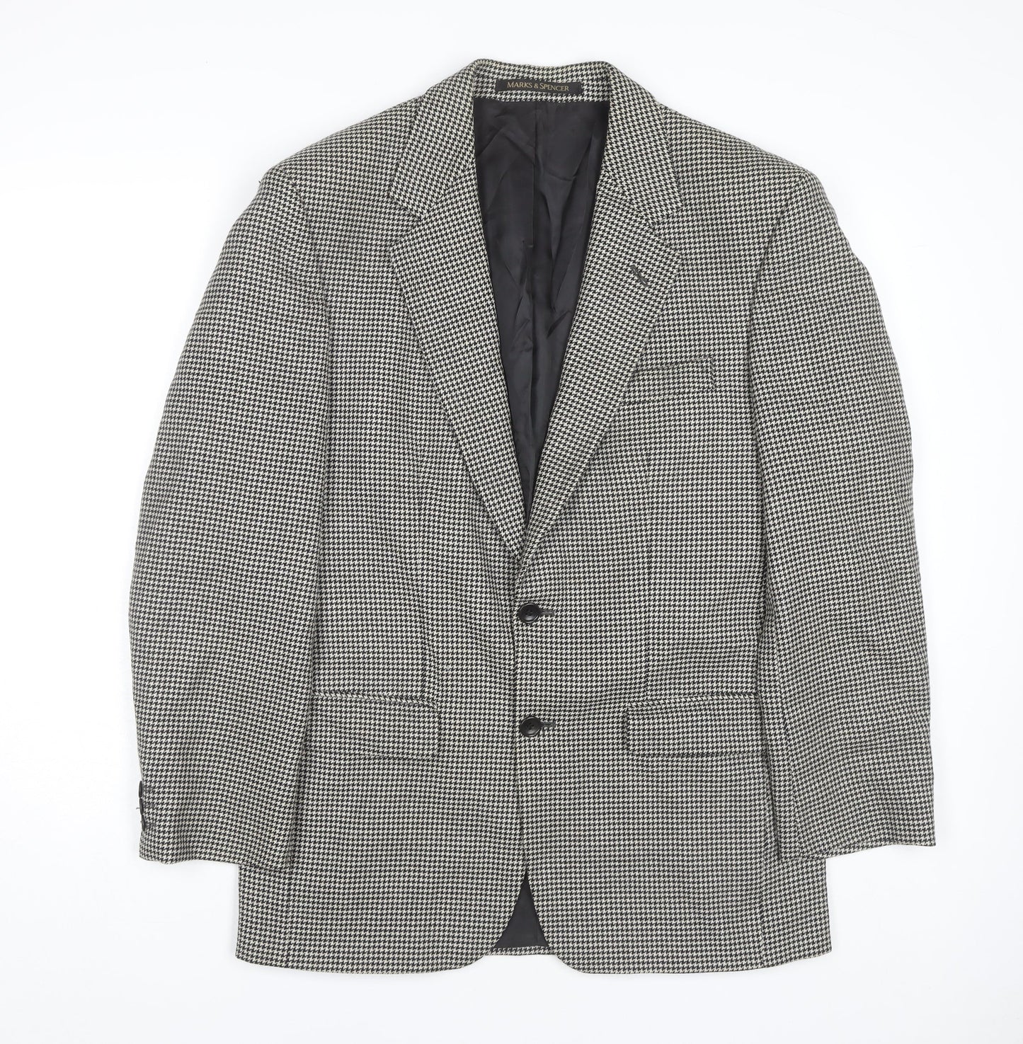 Marks and Spencer Men's Grey Check Blazer, Size 38R