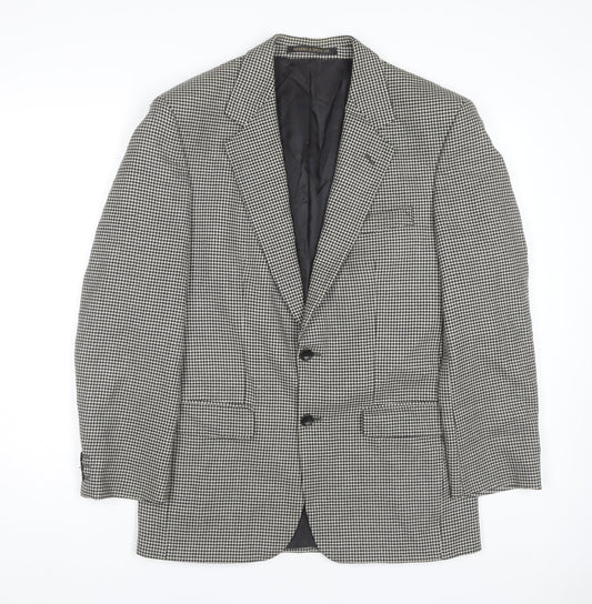 Marks and Spencer Men's Grey Check Blazer, Size 38R