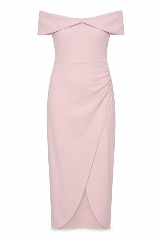 Quiz Women's Pink Off Shoulder Bodycon Midi Dress