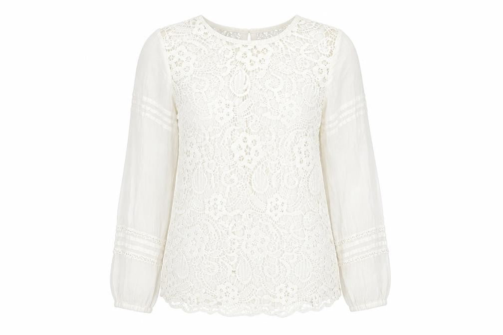 H&M Women Ivory Lace Blouse Size 8