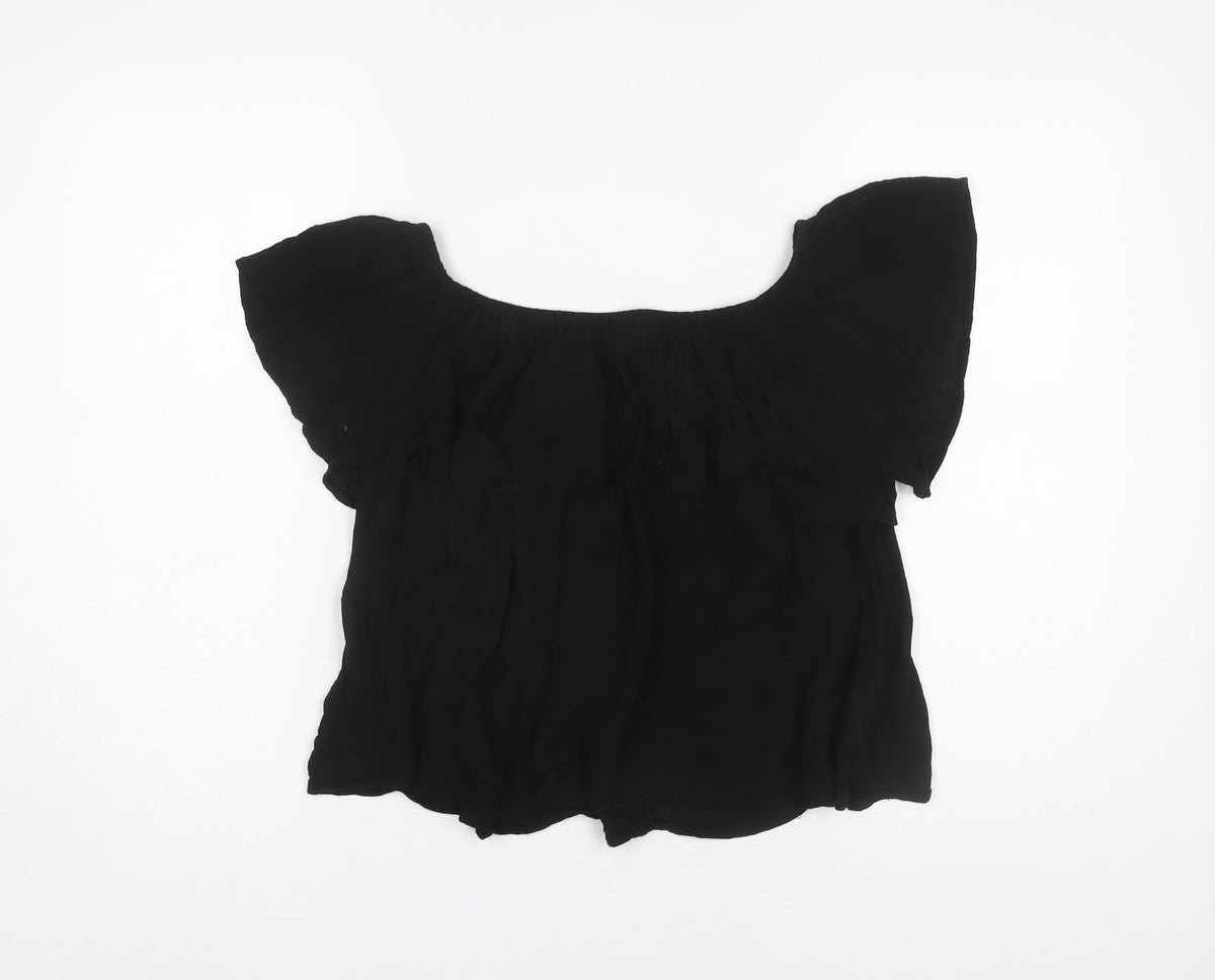 New Look Women's Black Off Shoulder Tunic Blouse Size 14