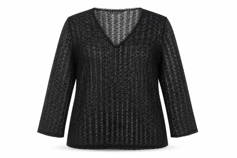 Richards Women’s Black Crochet V-Neck Top UK 12