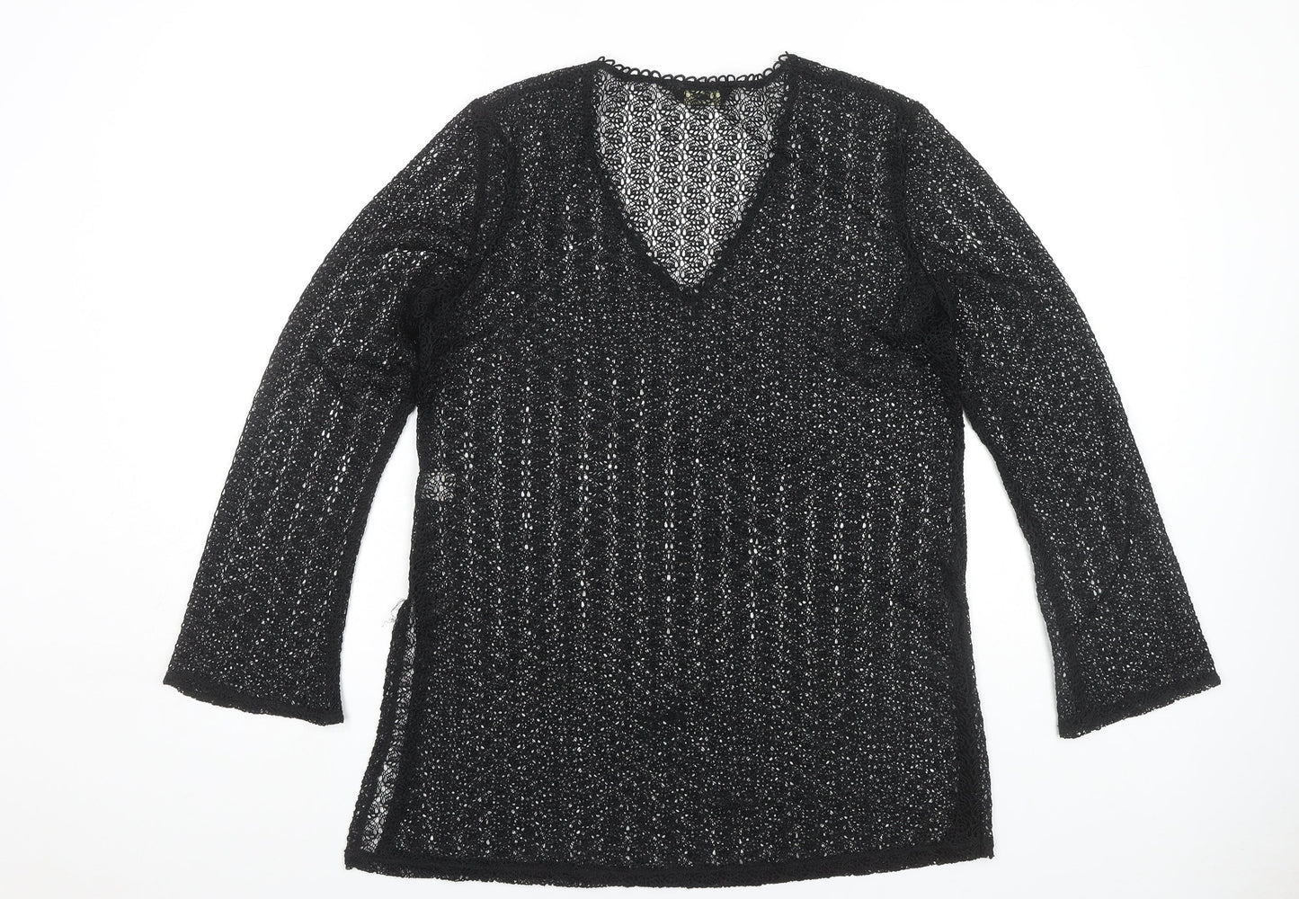 Richards Women’s Black Crochet V-Neck Top UK 12