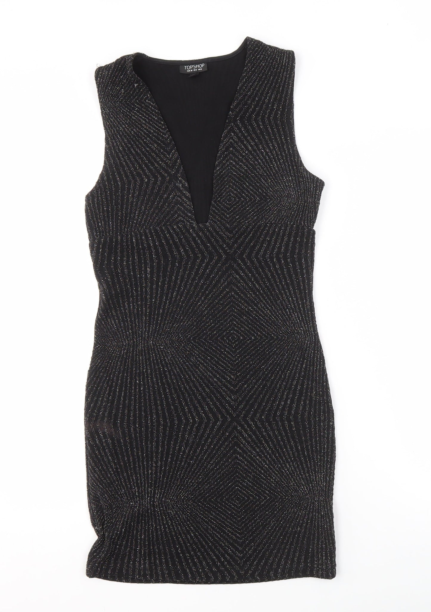 Topshop Women's Black Bodycon Dress Size 10