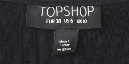 Topshop Women's Black Bodycon Dress Size 10