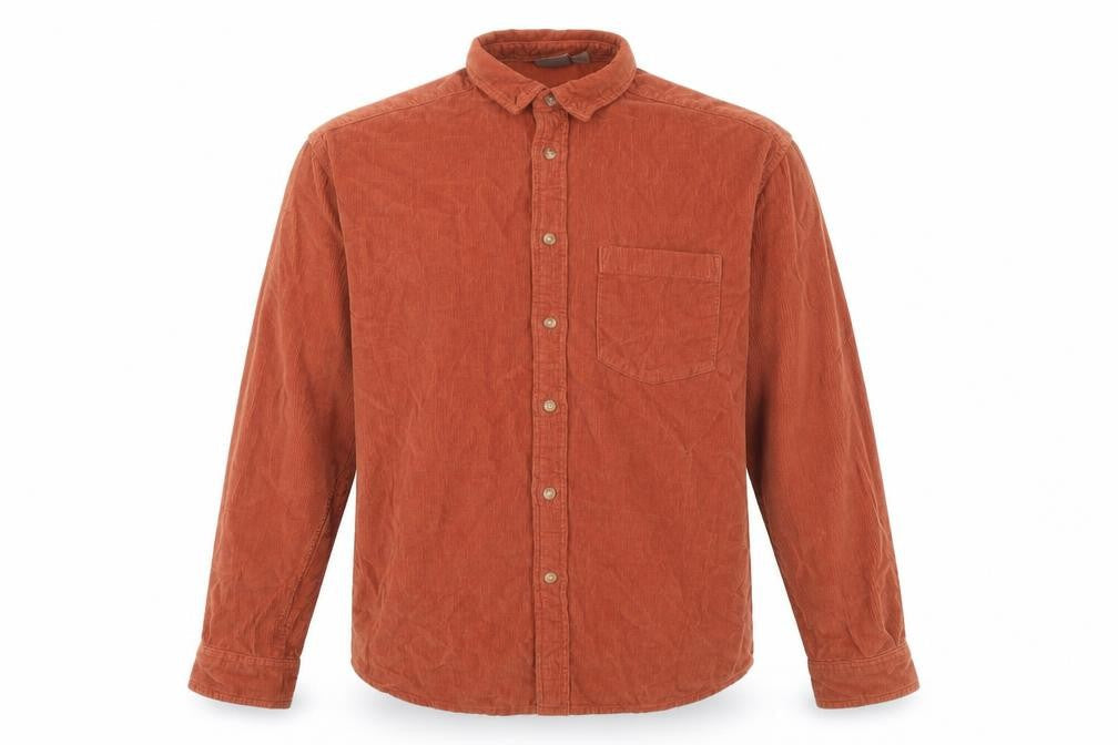 ASOS Men's Corduroy Shirt Brown 2XS Long Sleeve