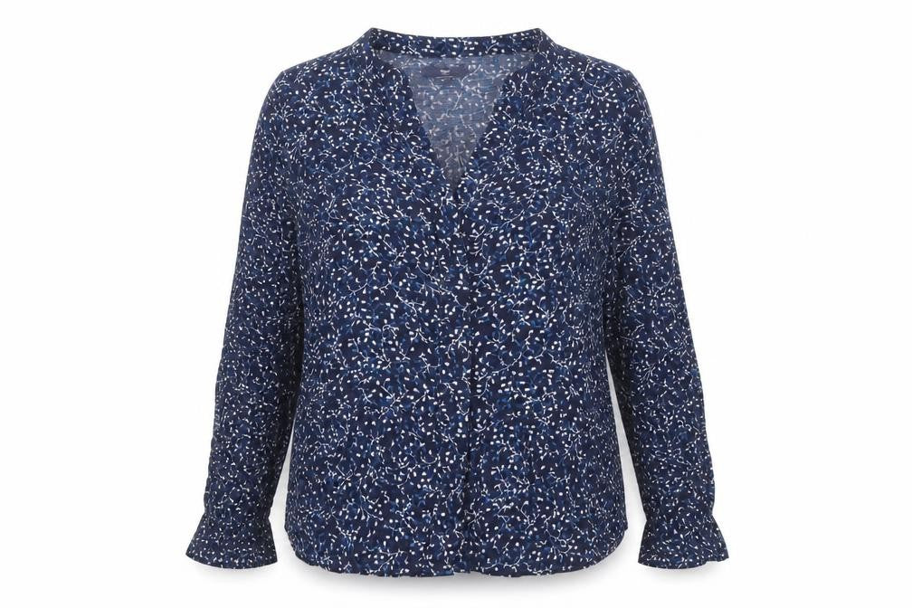 Gap Women's Blue Floral Blouse, M, Cotton, Long Sleeve