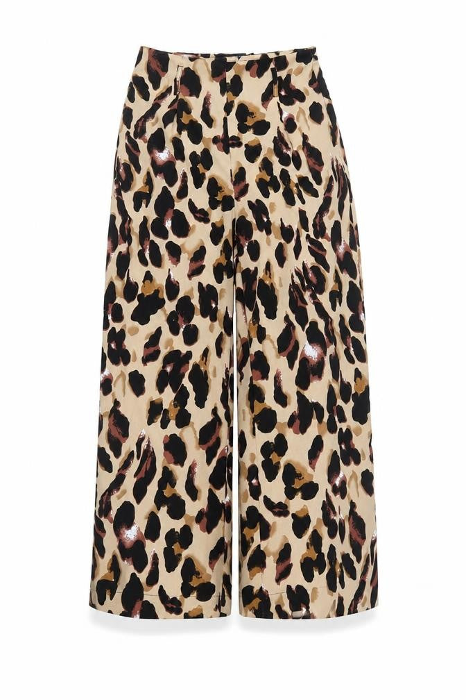 PrettyLittleThing Women's Beige Animal Print Trousers
