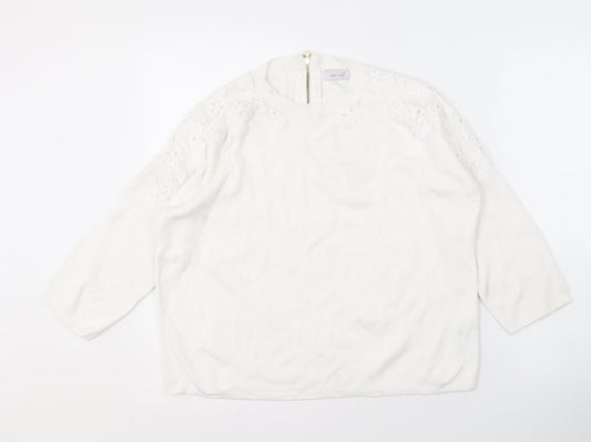 Marks and Spencer Women's Ivory Knit Lace Jumper, Size 12