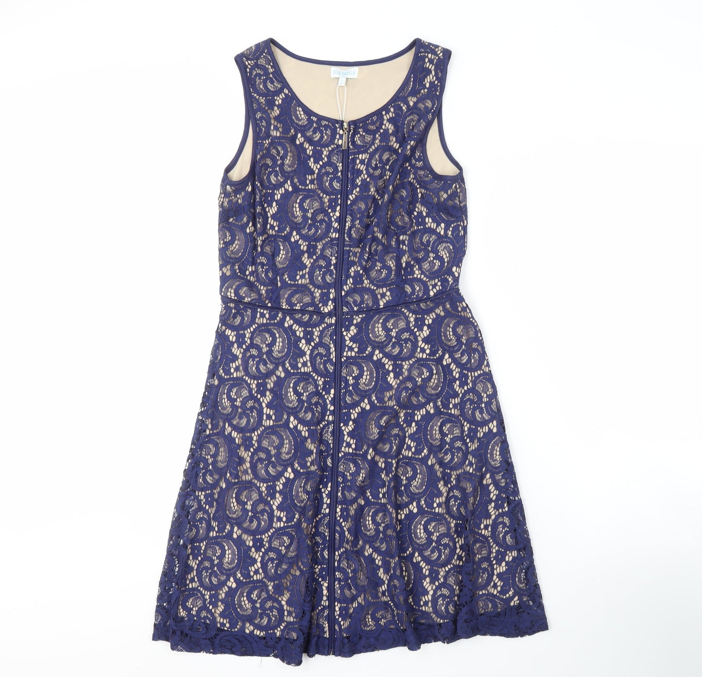 Blue Vanilla Women's Blue Lace A-Line Dress Size 8