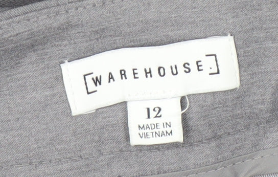 Warehouse Women's Grey Straight Trousers Size 12