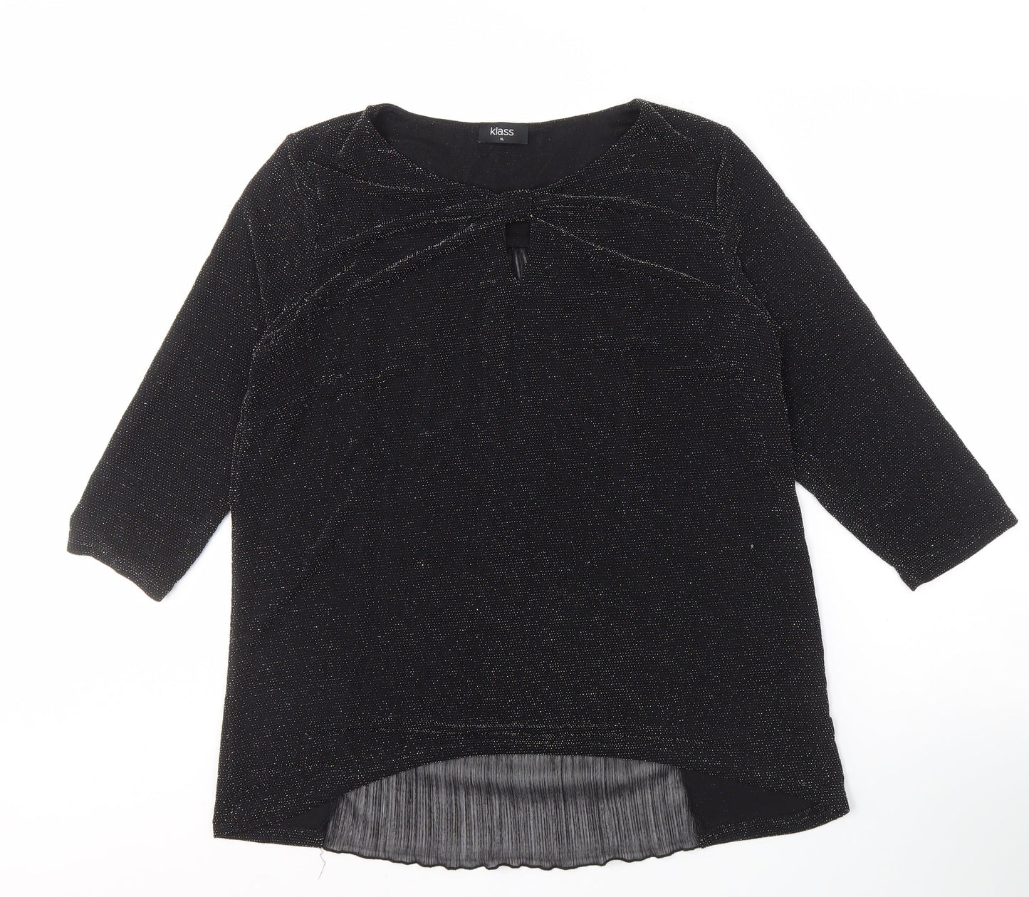 Klass Women's Black 3/4 Sleeve Blouse, Size 12
