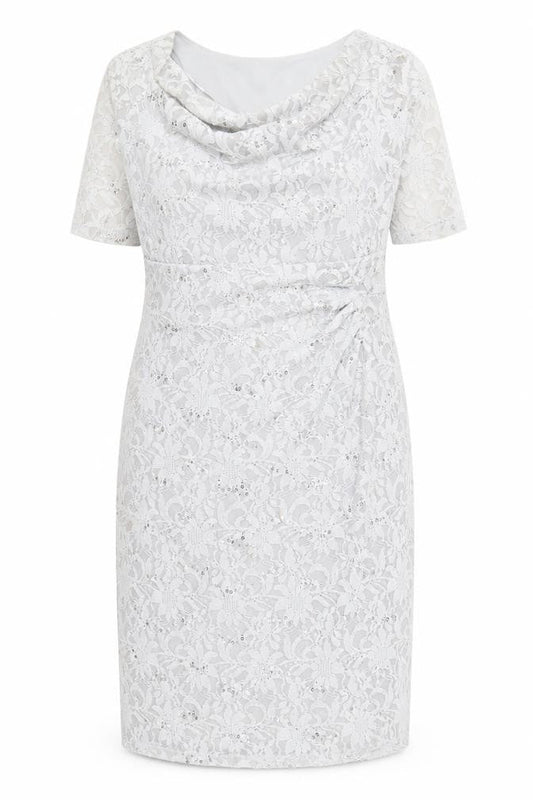 David Emanuel Grey Lace Dress with Sequins Size 18