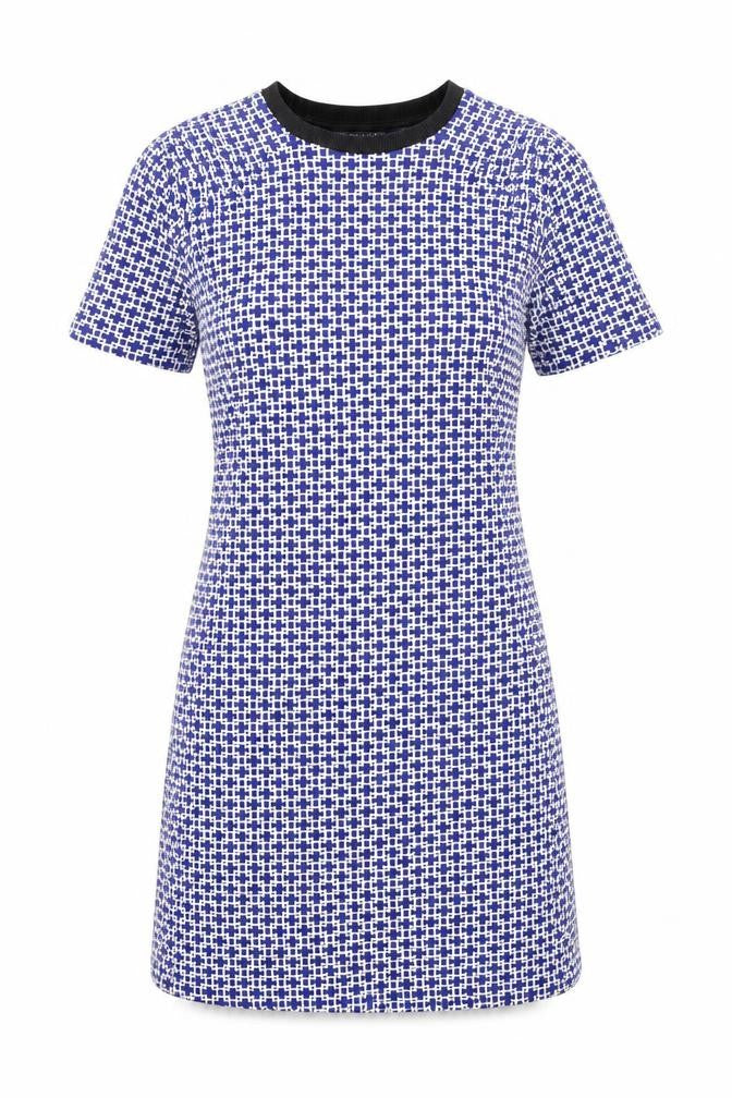 Topshop Blue Geometric Shift Dress, Size 10, Women's
