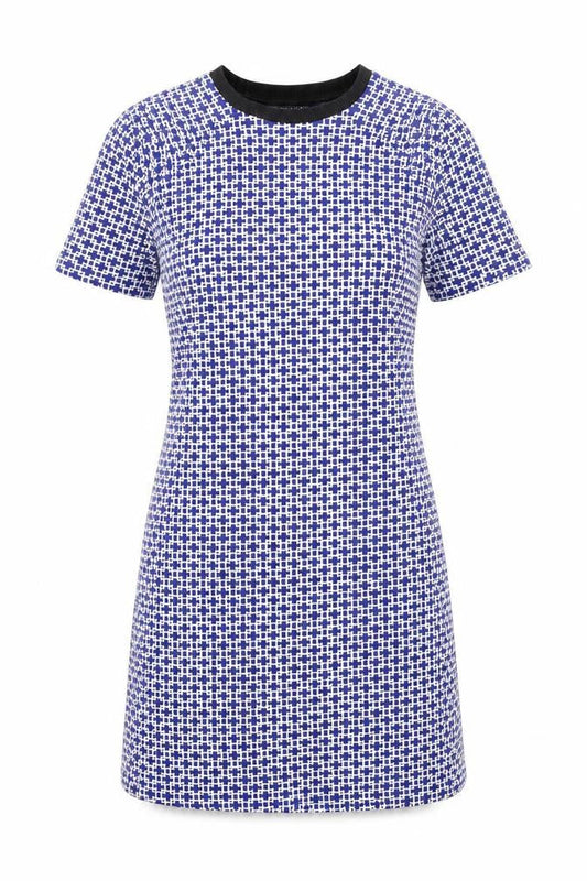 Topshop Blue Geometric Shift Dress, Size 10, Women's