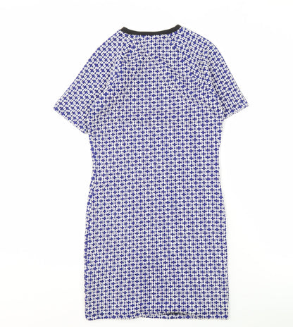 Topshop Blue Geometric Shift Dress, Size 10, Women's