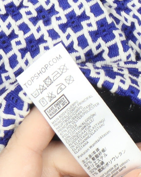 Topshop Blue Geometric Shift Dress, Size 10, Women's
