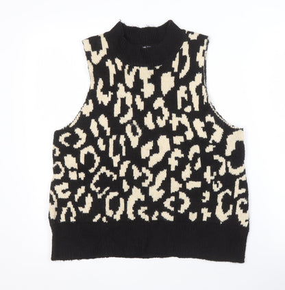 Threadbare Women's Black Vest, Size 12, Animal Print