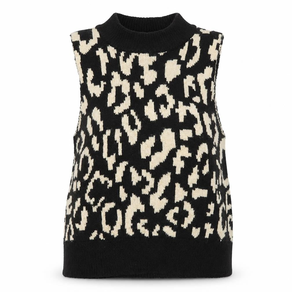 Threadbare Women's Black Vest, Size 12, Animal Print