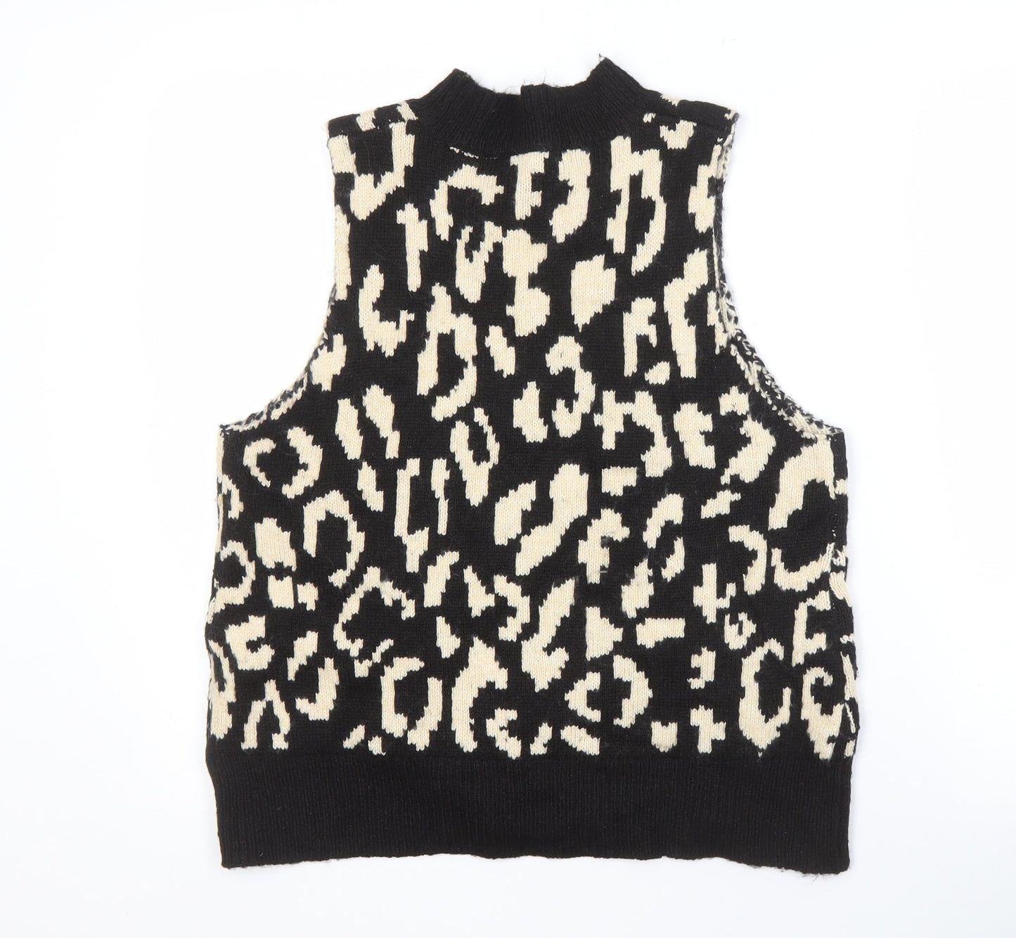 Threadbare Women's Black Vest, Size 12, Animal Print
