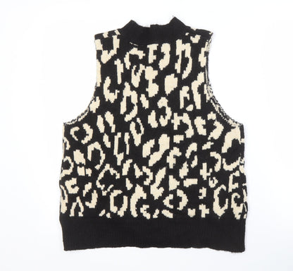 Threadbare Women's Black Vest, Size 12, Animal Print