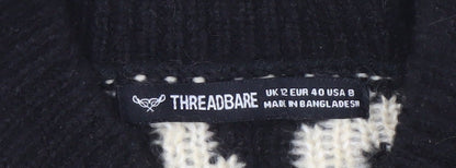 Threadbare Women's Black Vest, Size 12, Animal Print