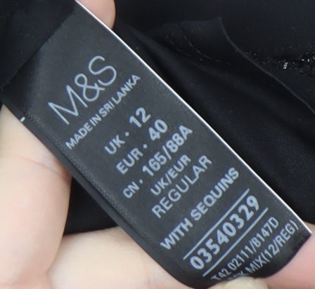 Marks & Spencer Women’s Black Sequin Sheath Dress Size 12