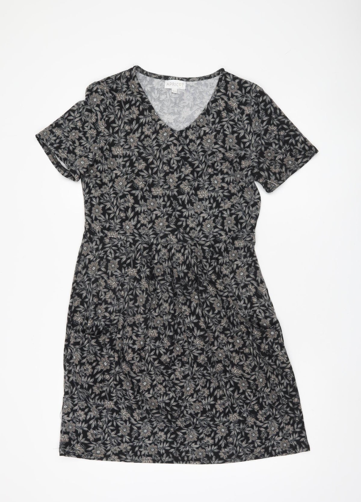 Apricot Women's Black Floral T-Shirt Dress Size 12