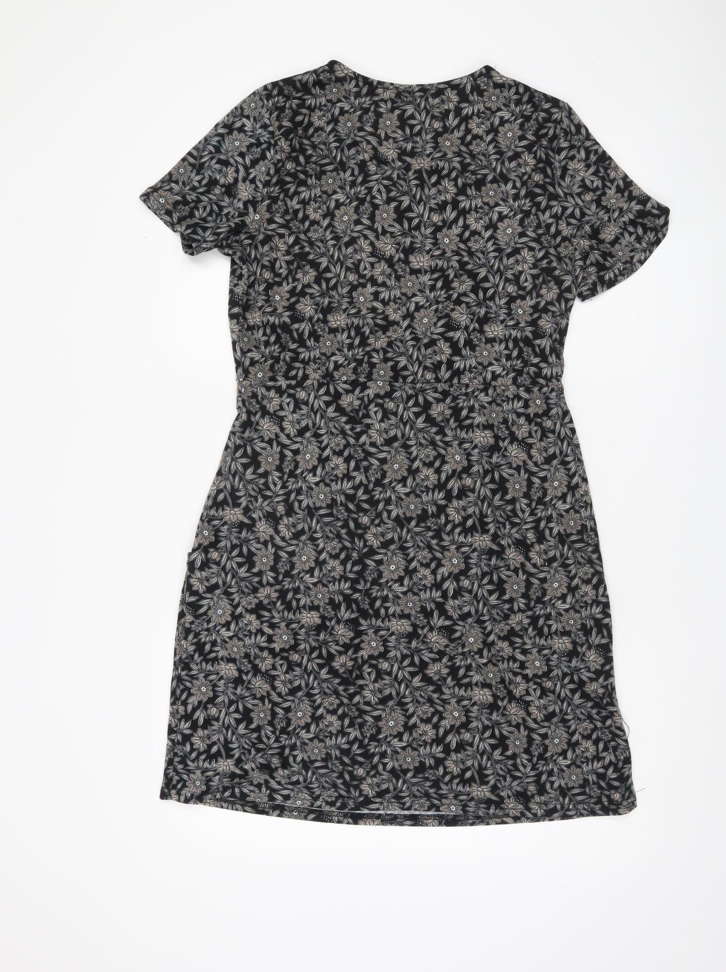 Apricot Women's Black Floral T-Shirt Dress Size 12