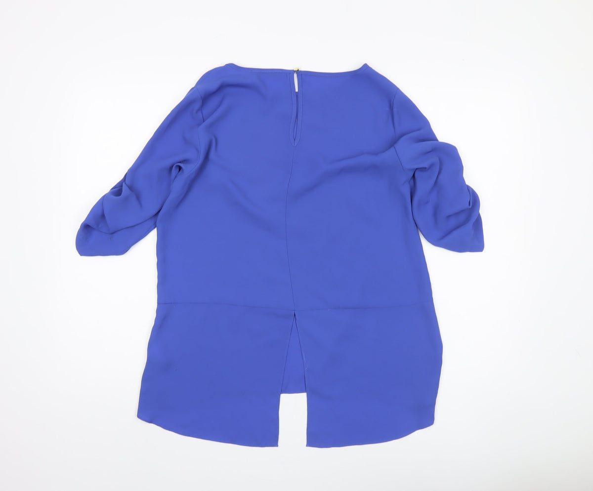 Oasis Women's Blue Blouse, Size 10, 3/4 Sleeve