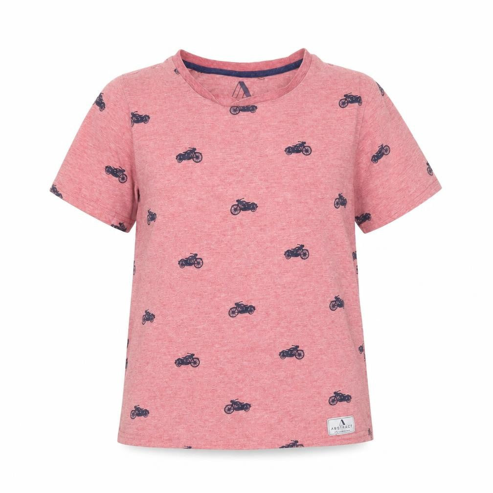 Abstract Unisex Red T-Shirt Size 12 Motorcycle Print