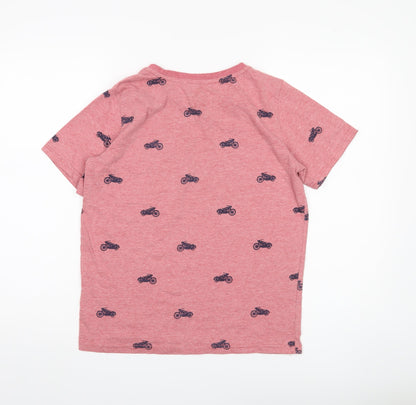 Abstract Womens Red T-Shirt Motorcycle Print Size 12