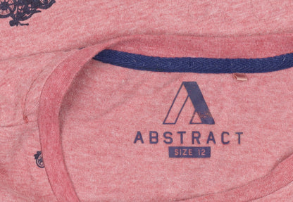 Abstract Womens Red T-Shirt Motorcycle Print Size 12