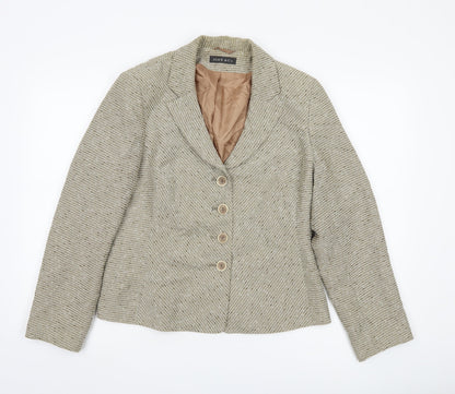 Additional front view of Alex & Co. Women's Beige Blazer, size 14, Striped