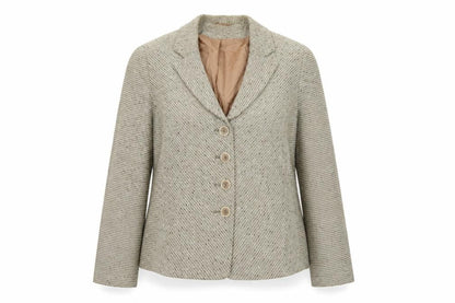 Front view of Alex & Co. Women's Beige Blazer, size 14, Striped