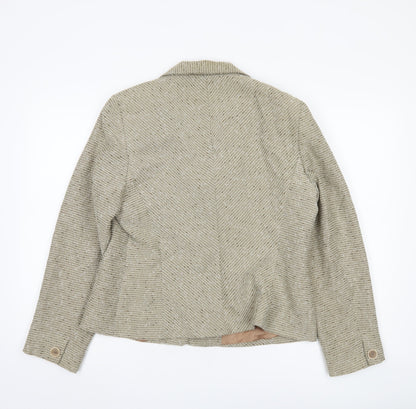 Back view of Alex & Co. Women's Beige Blazer, size 14, Striped