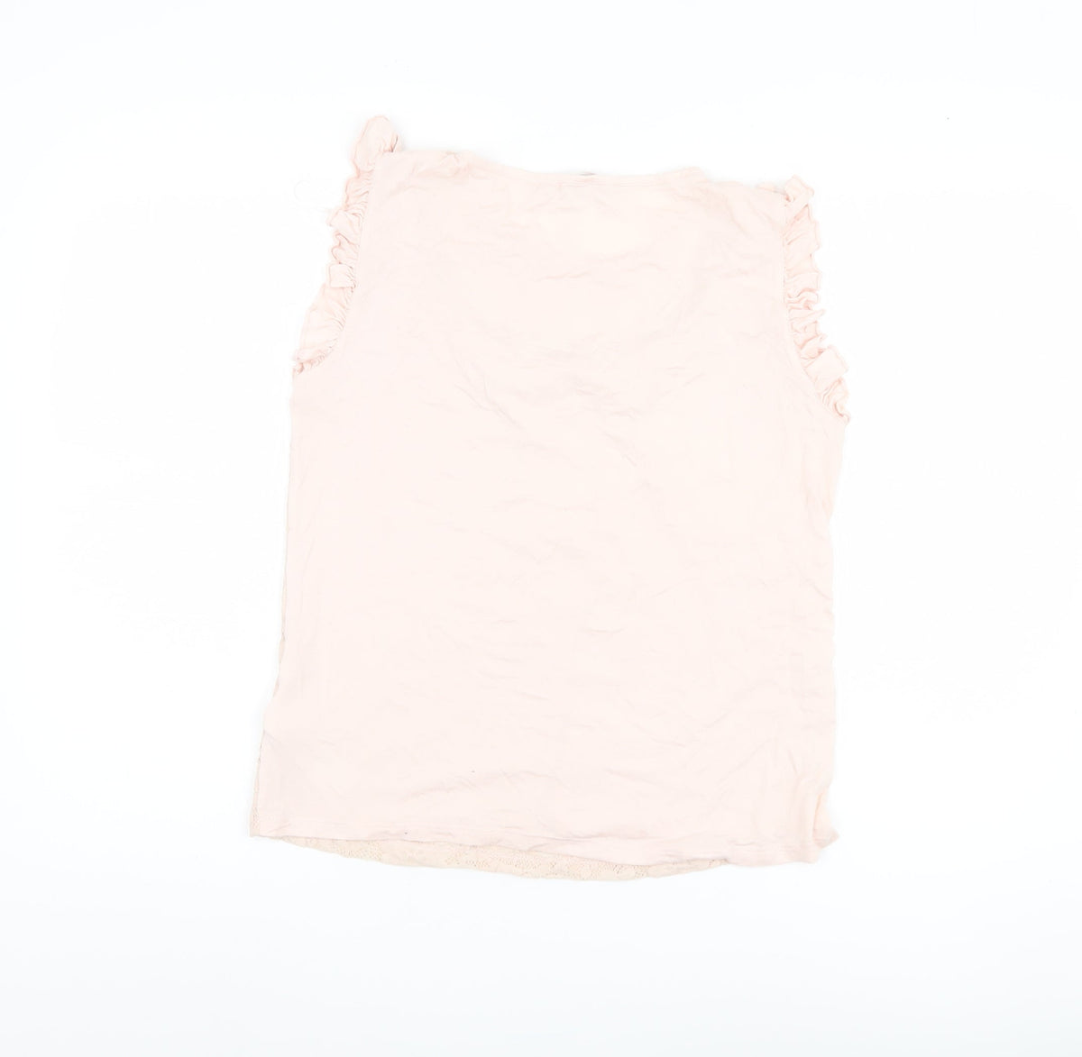 Red Herring Pink Blouse Women Size 14 Sleeveless Ruffle