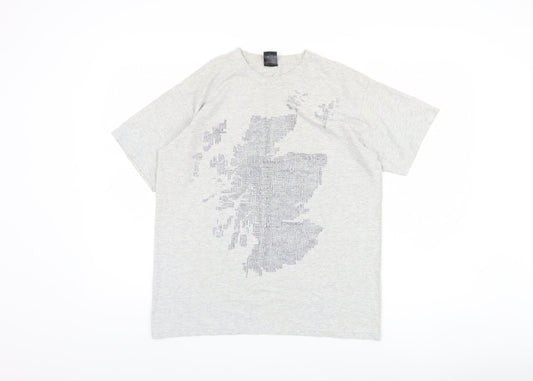 Urban Pirate Men's Grey Graphic Print T-Shirt, M