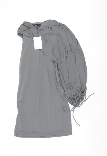 Additional front view of Zara Grey Balloon Sleeve Dress S