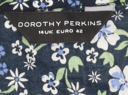Brand and care label for Dorothy Perkins Women's Floral Tunic Blouse, size 14