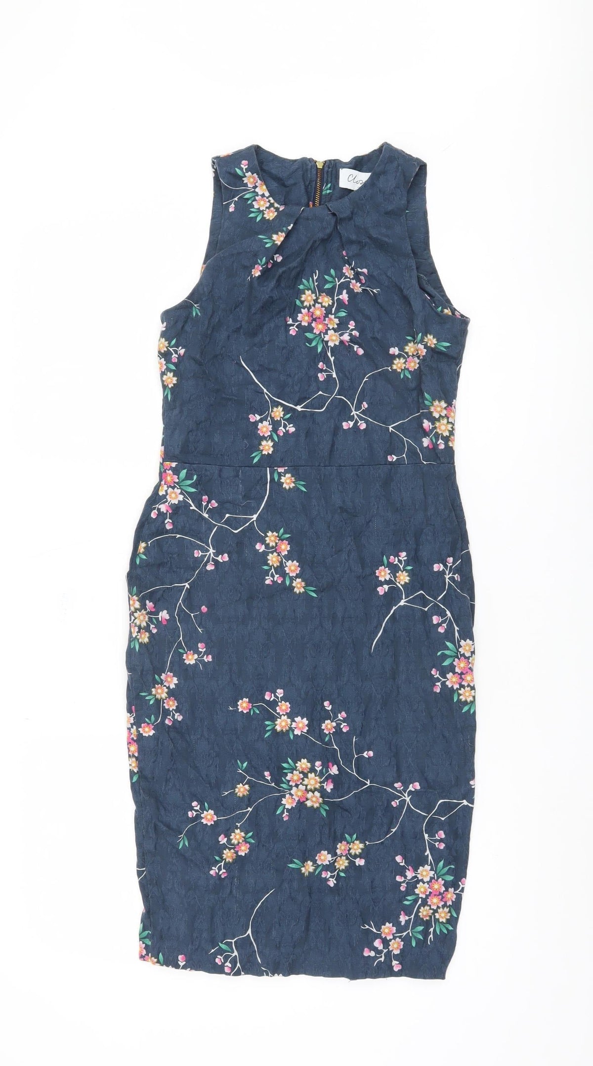 Closet London Women's Blue Floral Sheath Dress UK 10