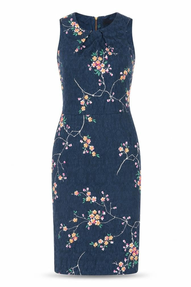 Closet London Women's Blue Floral Sheath Dress UK 10
