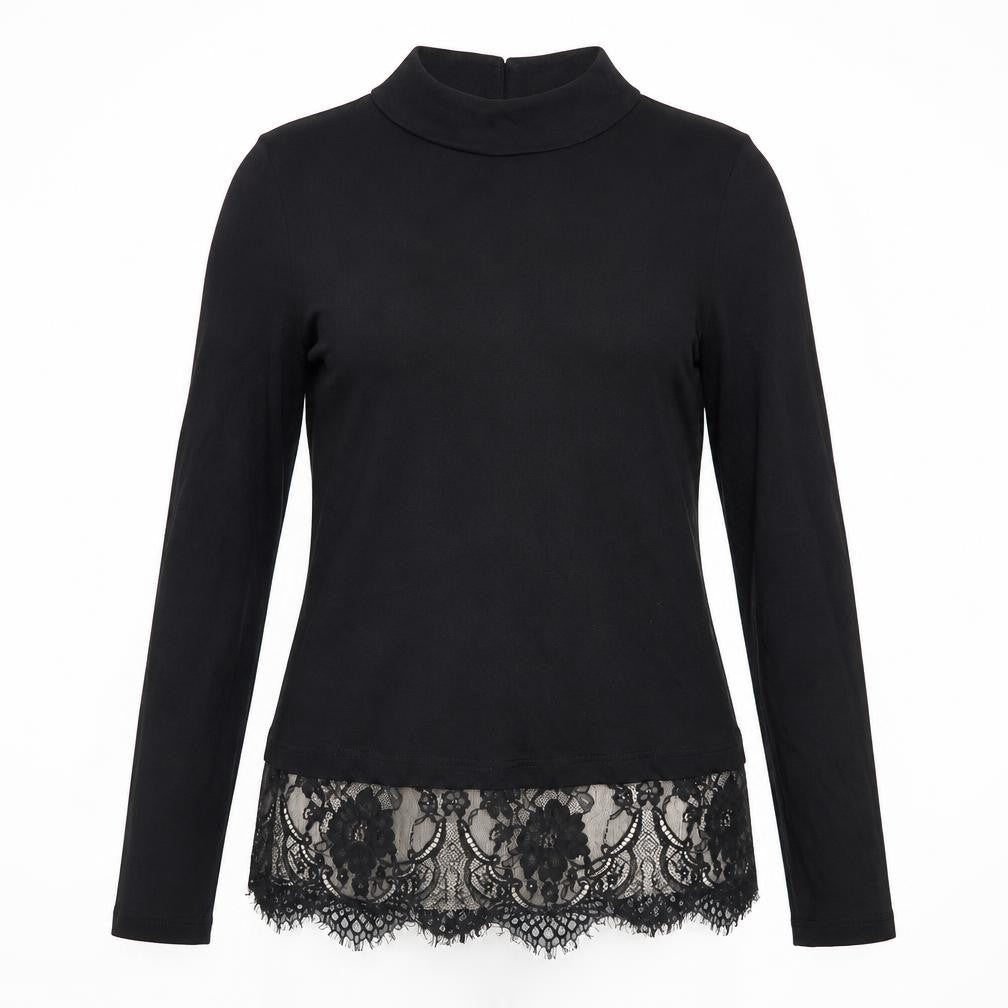 Oasis Women's Black Blouse, M, High Neck Lace