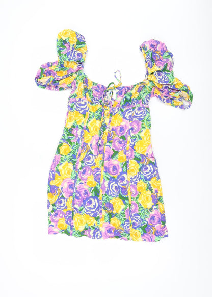 Zara Women's Multicoloured Floral A-Line Dress S