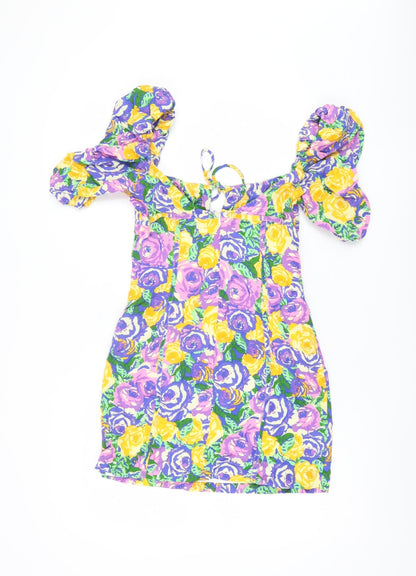 Zara Women's Multicoloured Floral A-Line Dress S