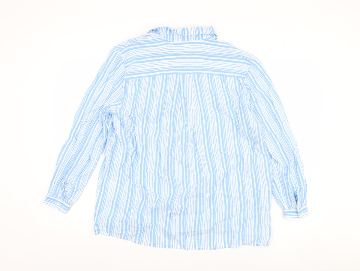 Great Plains Women's Blue Striped Button-Up Shirt Size 10