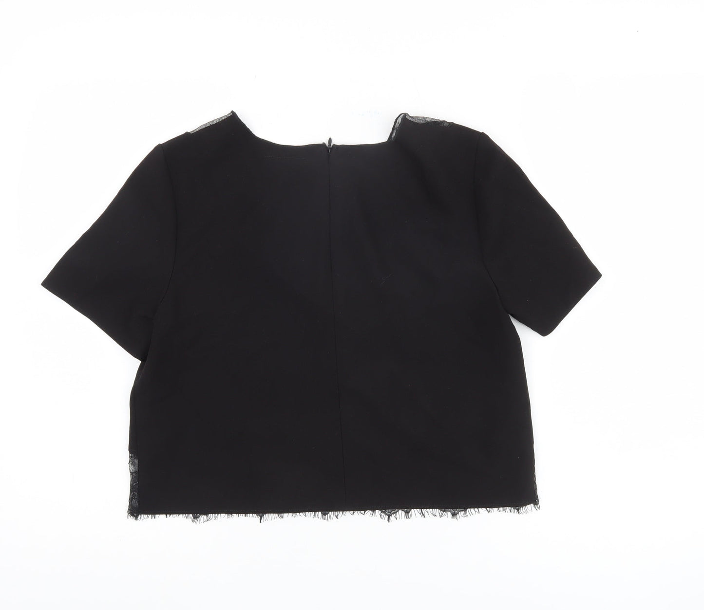 Topshop Women's Black Lace Accent Crop Top UK Size 10